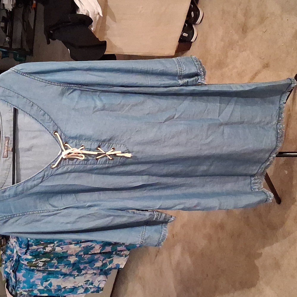 Michael Stars Chambray Lace Up Dress